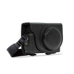 MegaGear MG283 Sony Cyber-shot DSC-RX100 VI, DSC-RX100 V, DSC-RX100 IV, DSC-RX100 III Ever Ready deri kamera çantası, taşıma kayışlı - siyah