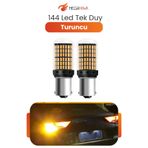 MEGAHAWK 144 LED Tek Duy Turuncu LED Ampul BA15S P21W Sinyal Lambası Canbus 2 Adet