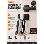 MEGAHOME STORE Mat Siyah Kare Rozetli Lama Oda Kapı Kolu ve 40'lık Siyah Oda Kapı Kilidi / SET