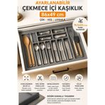 MEGAHOME STORE Premium Gri Renk Çekmece İçi Kaşıklık ve Kepçelik 86x49 cm | 78,5x40 cm’ye Kadar Kesilebilir