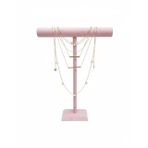 Megass Dekor Süet Kaplama Pembe Renk Uzun 50/40 cm Kolye - Tesbih Sergileme Standi