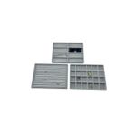 MeGass Dekor Süet Kumaş Gri Renk 34/24 Cm 3 Lü Takım Çekmece Içi Takı Tablası