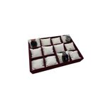 MeGass Dekor Tokyo Model Süet Kumaş Bordo -beyaz Renk 34/24 Cm Yastıklı Saat Ve Takı Kutusu