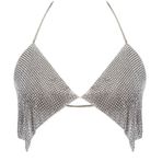 MEGAUK Kadın boyundan askılı bikini, üst giyim, suni elmas bikini, sütyen, kadın mayosu, sırtı açık, Bandeau bikini büyük göğüsler, 06266 Gümüş, 85D