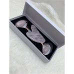 Megaw Pembe Kuvars Jade Roller Masaj Başlığı ve Kalp Gua Sha Yüz Masaj Taşı Seti 1