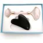 Megaw Pembe Kuvars Roller ve Obsidyen Gua Sha Set