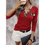 Meğdaix Kadın Uzun Kollu V Yakalı Kaşkorse Bluz - Kırmızı - L - XL