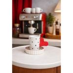MeGgdecor Kalp Kulplu Puantiyeli Seramik Türk Kahvesi Fincanı - Renkli - 200 ml