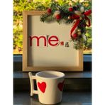 Meggdecor Kalpli Kupa 1 Parça Kulplu Kupa Bardağı Kalp Deseni ile Romantik Hediye Seçeneği - Beyaz - 220 ml