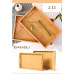 Mehay Home 2'li Kulplu Bambu Ahşap Dikdörtgen Çay Kahve Servis Lüx Sunum Tepsi 33CM&40CM - 2 Adet