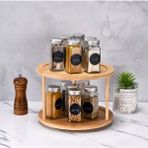 Mehay Home Bambu 360 Derece Döner Stantlı Sunumluk Organizer 2 Katlı Baharatlık Silikon Malzeme