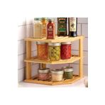 MEHAY HOME Bambu Köşe Raf 3 katlı Mutfak Organizer Depolama Rafı Tezgah üstü 25×25