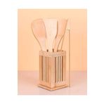 MEHAY HOME LÜX BAMBU 5 Parçalı Bambu Kaşıklık Seti Kaşık-Spatula-Maşa-Yan Spatula Tezgah Üstü