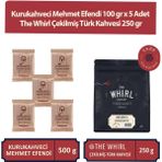 Mehmet Efendi Kurukahveci Mehmet Efendi 100 gr x 5 Adet ve The Whirl Çekilmiş Türk Kahvesi 250 gr