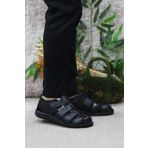 Mehmet Mete 102 Siyah Kale Comfort Hakiki Deri Erkek Sandalet