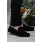 Mehmet Mete 31101 Siyah Suet Hakiki Deri Loafer Erkek Babet Erkek Ayakkabi