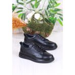 Mehmet Mete 42465 Rahat Hakiki Deri Sneaker Erkek Ayakkabı - Siyah