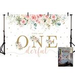 MEHOFOND 2,1 x 1,5 m Kız Çiçek 1. Doğum Günü Fonu Little Miss Onederful Parti Suluboya Pembe Çiçekli Poster Afiş Fotoğrafçılık Arka Plan Altın Nokta Pasta Masa Dekorasyonu Fotoğraf Kabini