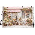 MEHOFOND 7x5ft Yetişkin Çocuk Portre Profesyonel Fotoğraf Backdrop Çiçek Bisiklet Mağaza Arka Plan Aile Parti Dekorasyon Afiş Stüdyo Malzemeleri