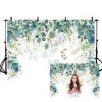 MEHOFOND-MEHOFOND 10x7ft Yeşil ve Altın Yapraklar Doğum Günü Portre Fotoğrafçılık Zemin Okaliptüs Parti Afiş Fotoğraf Arka Plan Bebek Duş Kek Smash Masa Duvar Kağıdı Dekorasyon Photoshoot Stüdyo Sahne