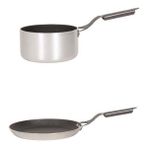 Mehtap Chefline Indüksiyon Tabanlı 26 cm Krep Tava ve 20 cm Kaçerola Sosluk Seti - Gri