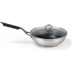 Mehtap Chefline Indüksiyon Tabanlı Wok Tava (26 Cm) – Cam Kapaklı - Gri