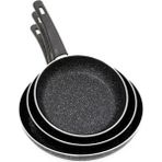 Mehtap Gri Granit Tava Seti 3 Parça 18 x 22 x 26 cm Düz Tava Uzun Ömürlü Kullanım