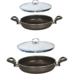 Mehtap Onyx 20+18 cm Cam Kapaklı Teflon Sahan Set