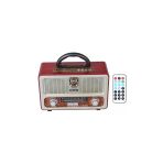 Meier 111 Bt Şarjlı Nostaljik Radyo Bluetootlu-Kumandalı Usb/Sd Açık Kahverengi