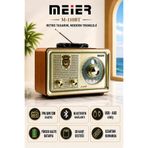 Meier M-110BT Nostaljik Radyo Bluetooth Hoparlör Şarjlı FM/AM/SW Retro Müzik Kutusu