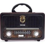 Meier M-111BT Nostaljik Radyo USB Tf Aux Kumandalı Bluetoothlu Fm Am Sw1-2 Radyo Hoparlör - Koyu Ahşap