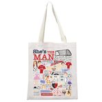 MEIKIUP She's the Man Filmden Esinlenen Hediye Futbol Viyola Tote Çanta Sebastian Hayranları Hediye Lllyria Merch Soccer Lover Hediye, Adam Tb