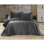 Meine Home Antrasit Kadife Yatak Örtüsü Seti 250X260 - %100 Pamuk 3 Parça - 250 x 260 cm