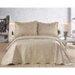 Meine Home Krem Kadife Yatak Örtüsü Seti 250X260 - %100 Pamuk 3 Parça - 250 x 260 cm