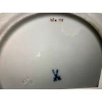 Meissen Üçlü Set - Çay Kahve Fincanı Fincan Tabağı ve Pasta Tabağı - Beyaz- Kırmızı