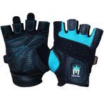 Meister MMA Women'sFit Kavrama Ağırlık Kaldırma Eldivenleri W/Yıkanabilir Amara Deri Küçük Siyah/Turkuaz