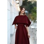 MEİZA KADIN BORDO PELERİN YAKA DETAYLI ROSSA ABİYE ELBİSE