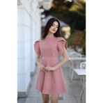 MEİZA KADIN GÜL KURUSU DİK YAKA KUŞAKLI ABİYE/ MEZUNİYET ELBİSESİ
