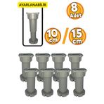 MEKA 10-15cm Ayarlı Mobilya Ayağı | Baza, Mutfak Banyo Dolabı, Koltuk/Kanepe Yüksek Ayak - 8 ADET