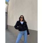 Meka Fashion Vance Içi Kürk Detay Crop Kaban 10027 Siyah - 01 Siyah - L