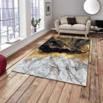 Meka Home Altın Mermer Model Kadife Lastikli Halı Örtüsü - 160 x 230 cm - Renkli