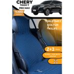 Meka Part Terletmez Oto Koltuk Koruyucu Kılıf %100 Pamuk 5 Li Tam Set Mavi Siyah Chery Tiggo 7 - Mavi - Siyah