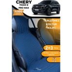 Meka Part Terletmez Oto Koltuk Koruyucu Kılıf %100 Pamuk 5 Li Tam Set Mavi Siyah Chery Tiggo 8 - Mavi - Siyah