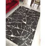 Meka Yeni Model Siyah Mermer Lastikli Kadife Halı Örtüsü - 155 x 233 cm - Renkli