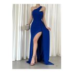 Mekafashion Diva Kuyruklu Yırtmaçlı Abiye 5822111475 SAKS MAVİSİ