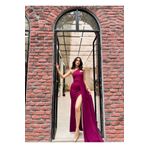 Mekafashion Diva Kuyruklu Yırtmaçlı Abiye 582475 MÜRDÜM