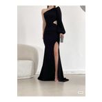 Mekafashion Lilas Bel Dekolteli Tek Kol Yırtmaçlı Abiye 582286 Siyah 749