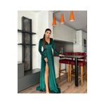 Mekafashion Shila Kadife Yırtmaçlı Abiye 581949 ZÜMRÜT