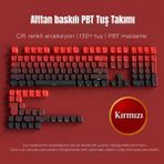 Mekanik Klavye Keycaps Seti- 130 Tuş Pbt Çift Baskılı-Alttan Baskılı Gradyen Renkli - Kırmızı
