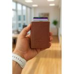 Mekanizmalı Rfid Özellikli Cüzdan Kredi Kartlık - Dokulu Suni Deri - Taba
